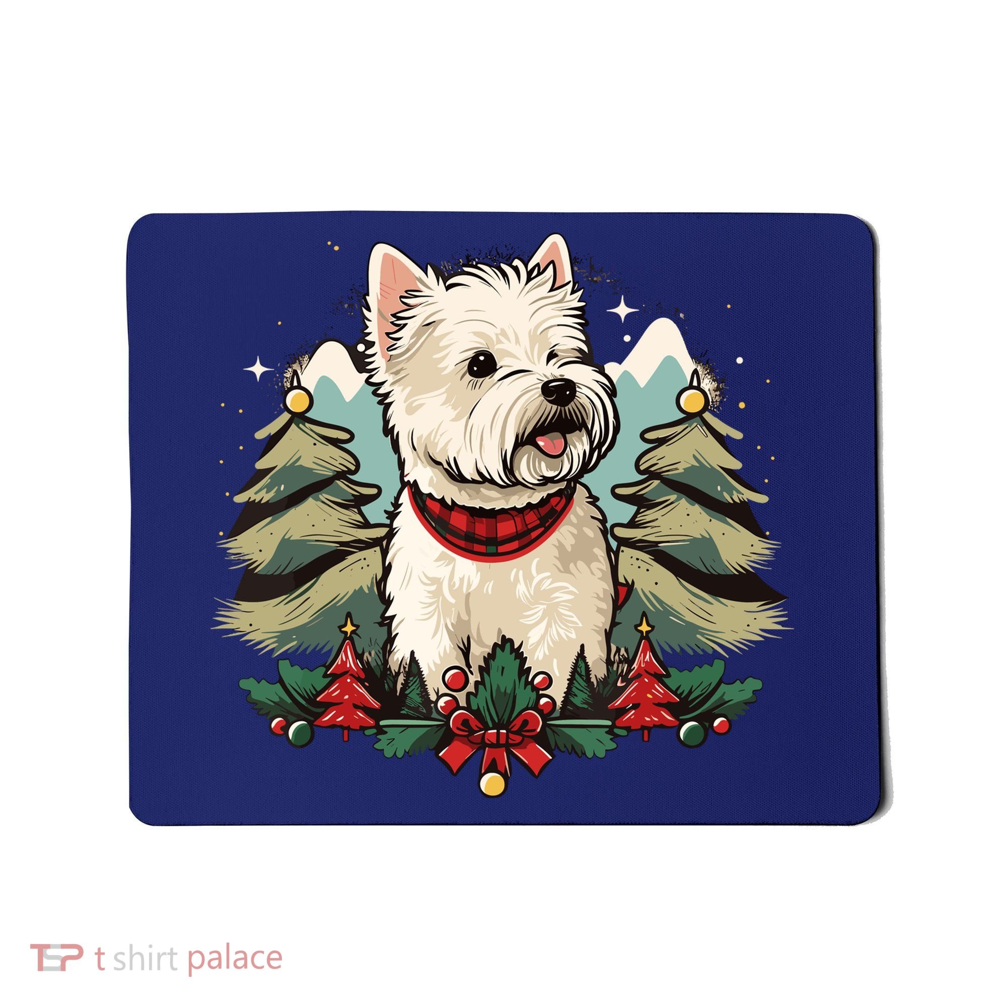 Xmas West Highland White Terrier Santa On Christmas Westie Mousepad