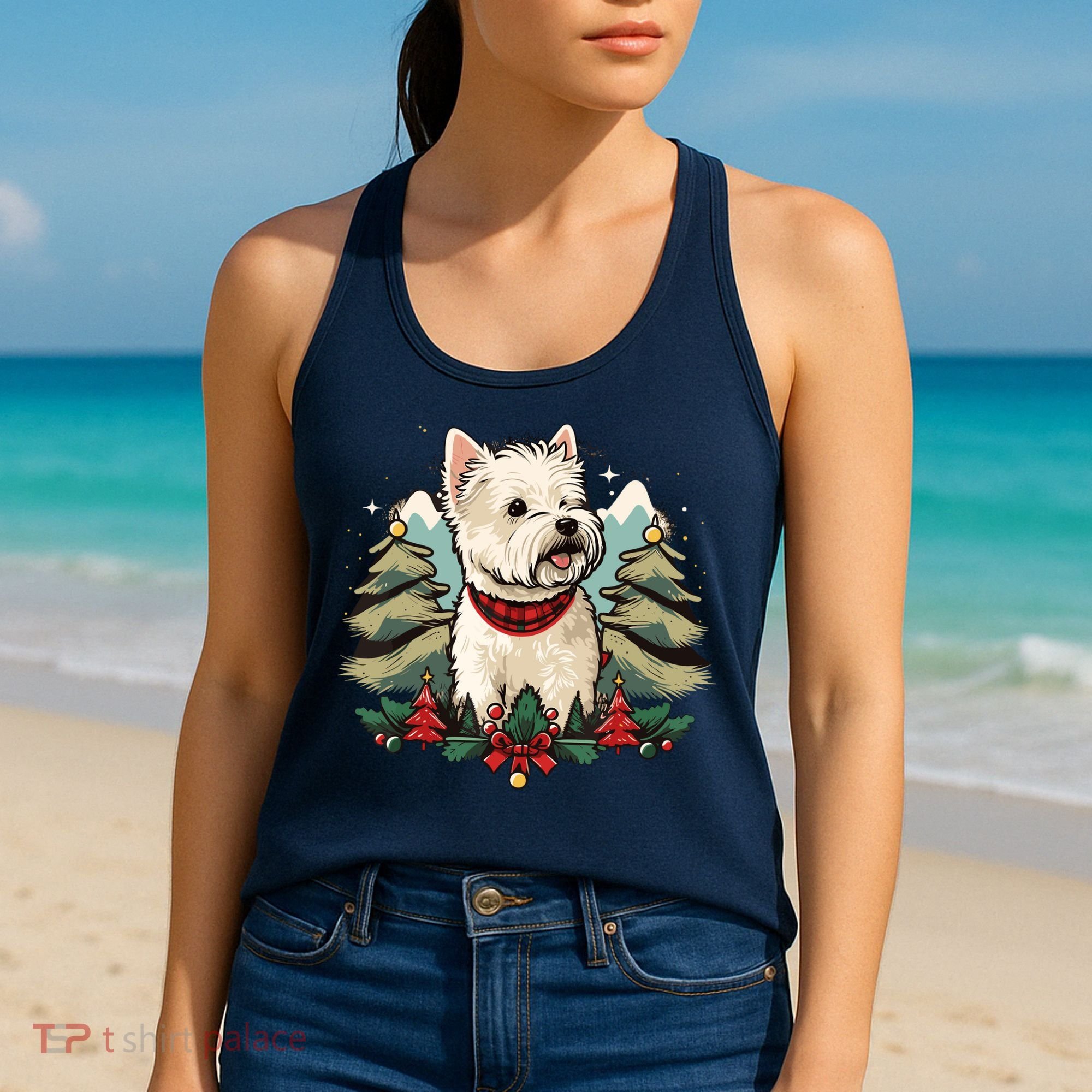 Xmas West Highland White Terrier Santa On Christmas Westie Women's Tank Top