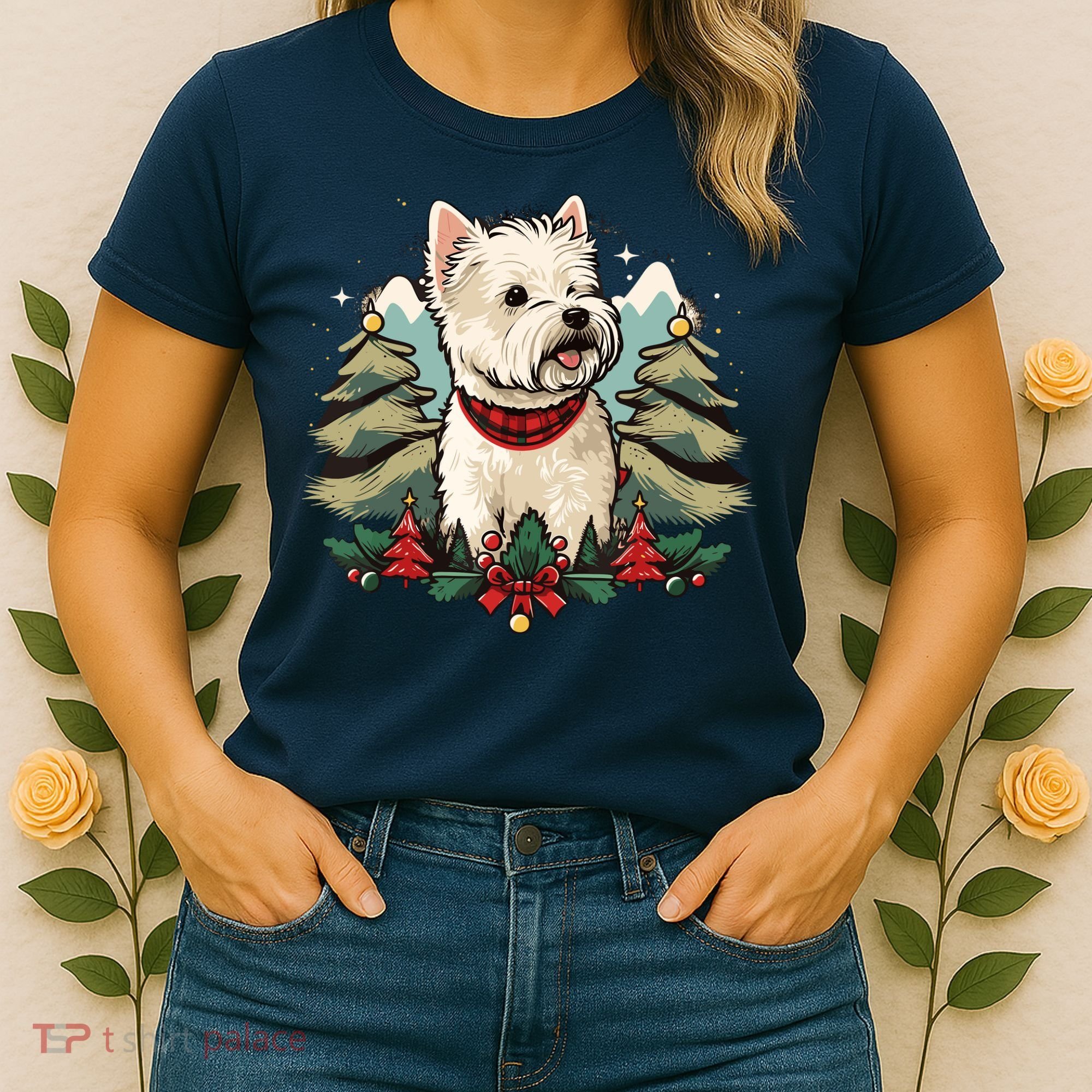 Xmas West Highland White Terrier Santa On Christmas Westie Women's T-Shirt