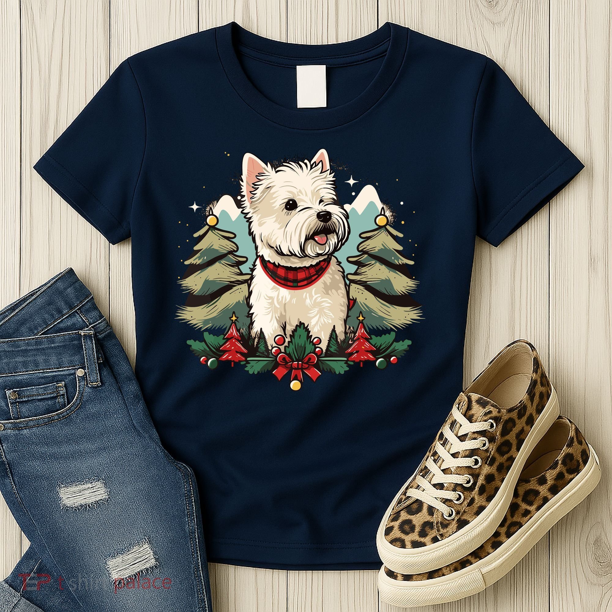 Xmas West Highland White Terrier Santa On Christmas Westie Women's T-Shirt