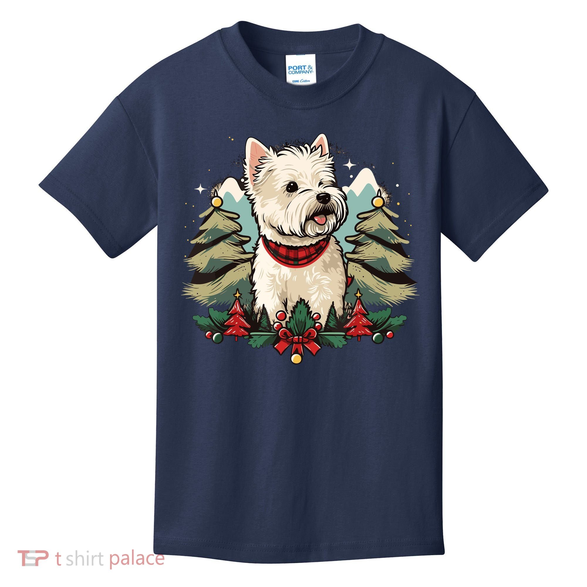Xmas West Highland White Terrier Santa On Christmas Westie Kids T-Shirt