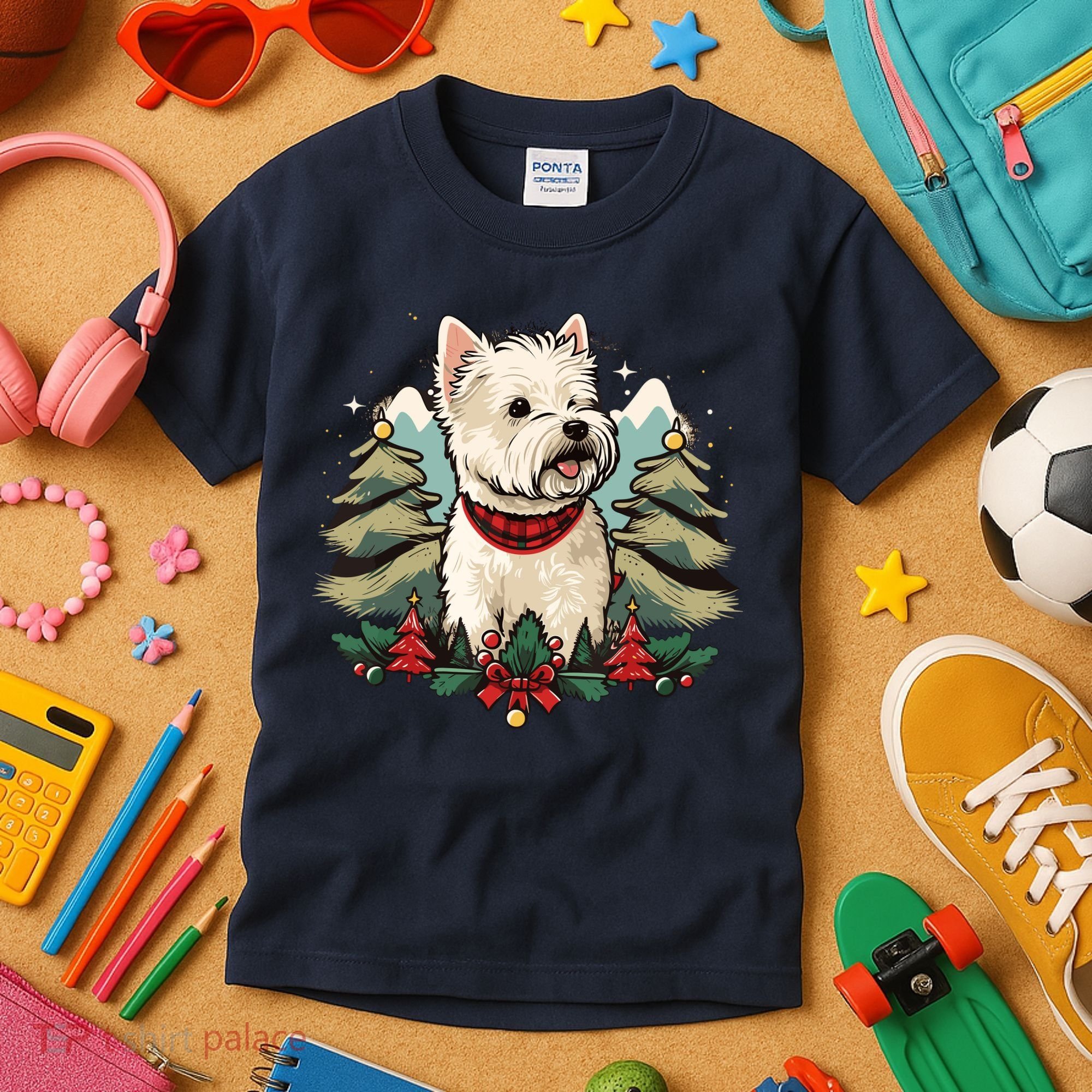 Xmas West Highland White Terrier Santa On Christmas Westie Kids T-Shirt