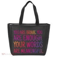 You Are Brave You Are Enough Inspirational Quote Tote Bag thumb 0