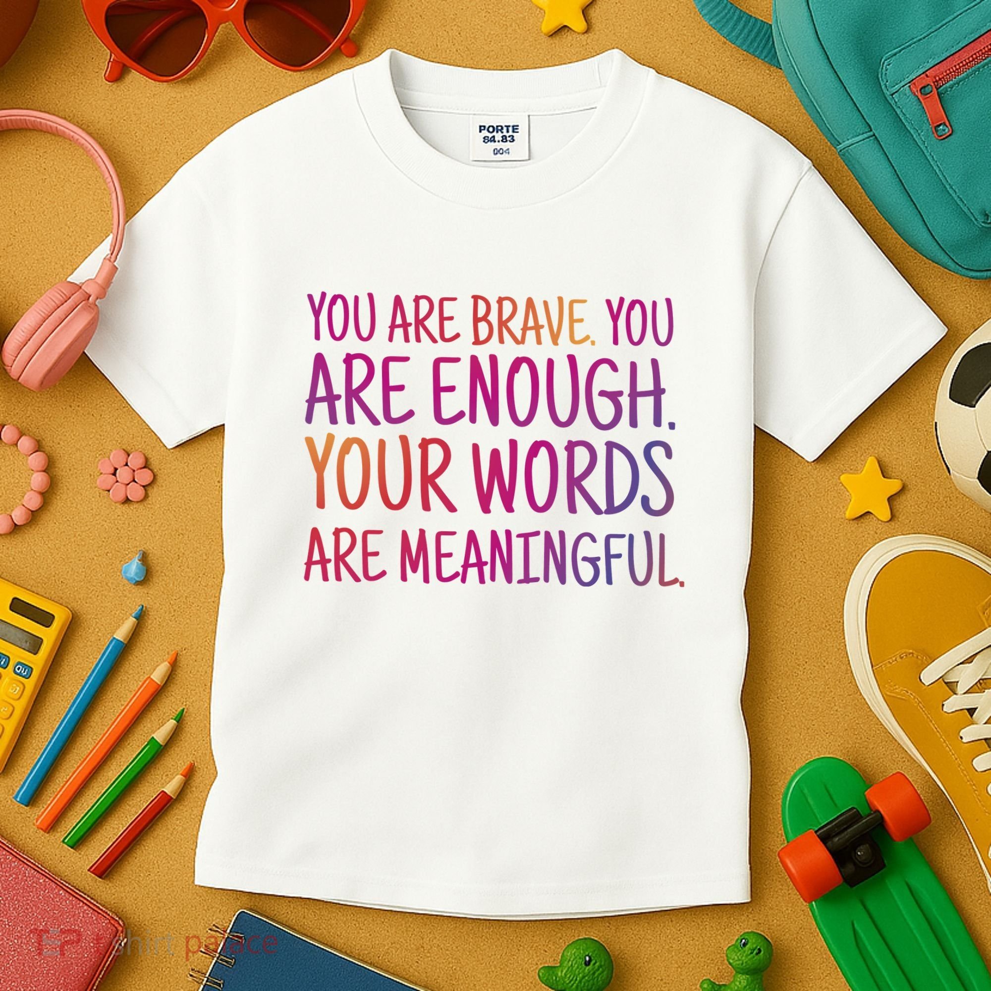 You Are Brave You Are Enough Inspirational Quote Kids T-Shirt
