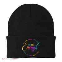 You Are Enough Kindness Quote Beanie thumb 0