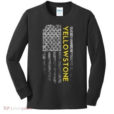Yellowstone American Flag Kids Long Sleeve Shirt
