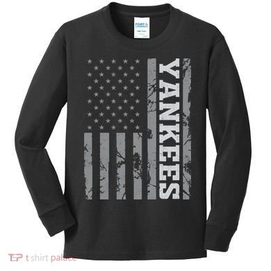 Yankee American Flag Kids Long Sleeve Shirt