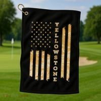 Yellowstone American Flag – Usa National Park Golf Towel thumb 1