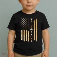 Yellowstone American Flag – Usa National Park Toddler T-Shirt thumb 2