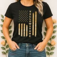 Yellowstone American Flag – Usa National Park Women's T-Shirt thumb 2