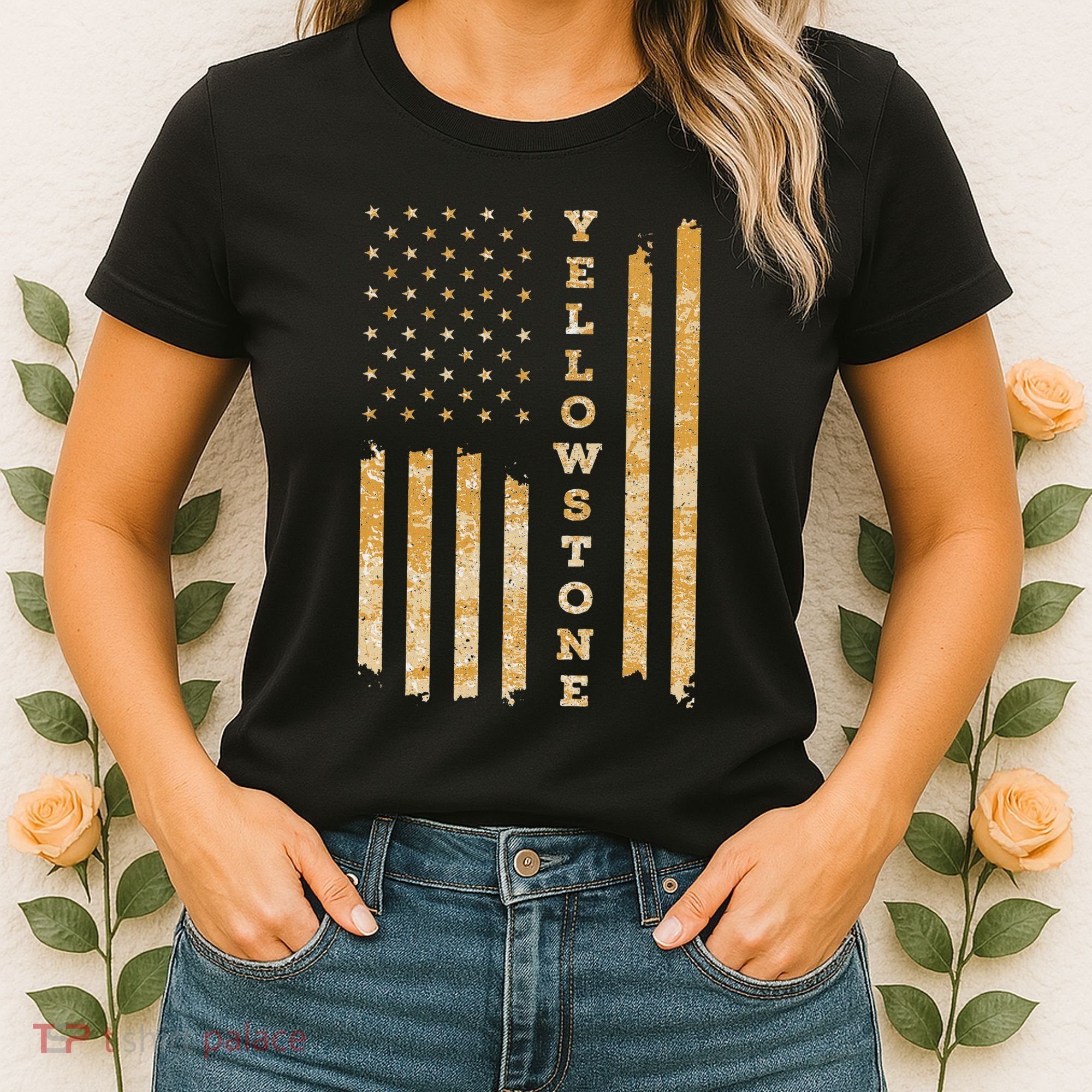 Yellowstone American Flag – Usa National Park Women's T-Shirt