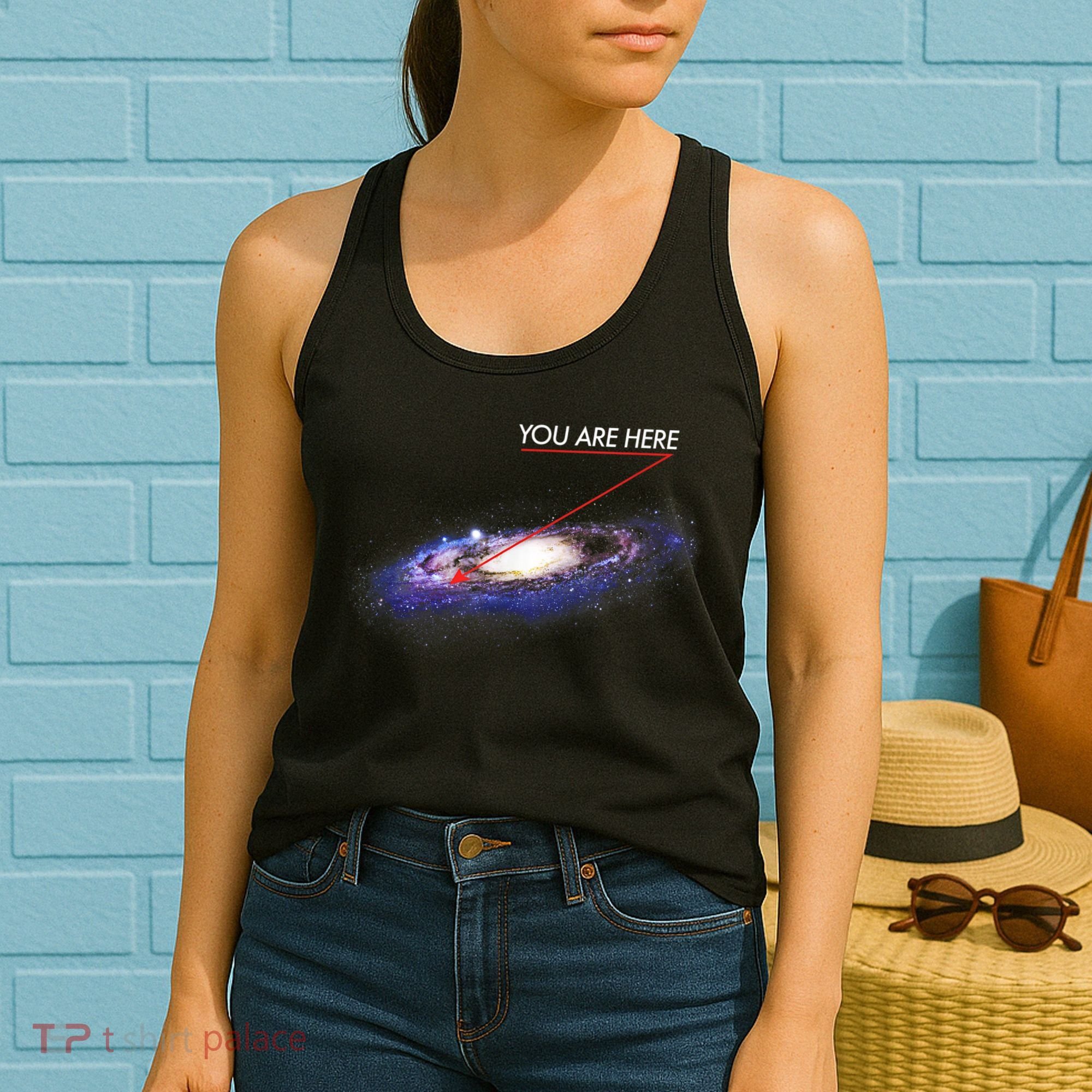 YOU ARE HERE Milky Way Galaxy Funny Outerspace Astronomy Women's Tank Top