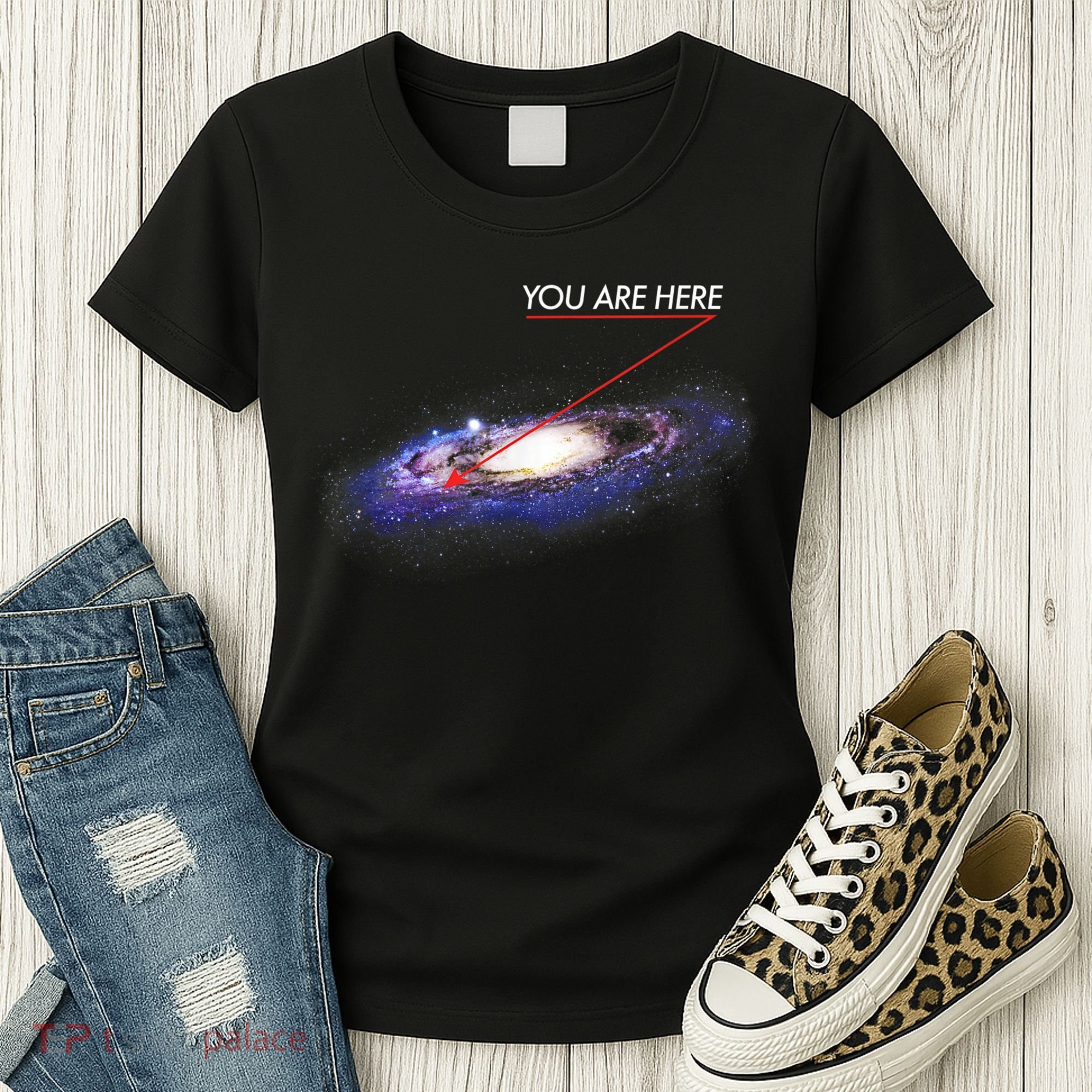 YOU ARE HERE Milky Way Galaxy Funny Outerspace Astronomy Women's T-Shirt