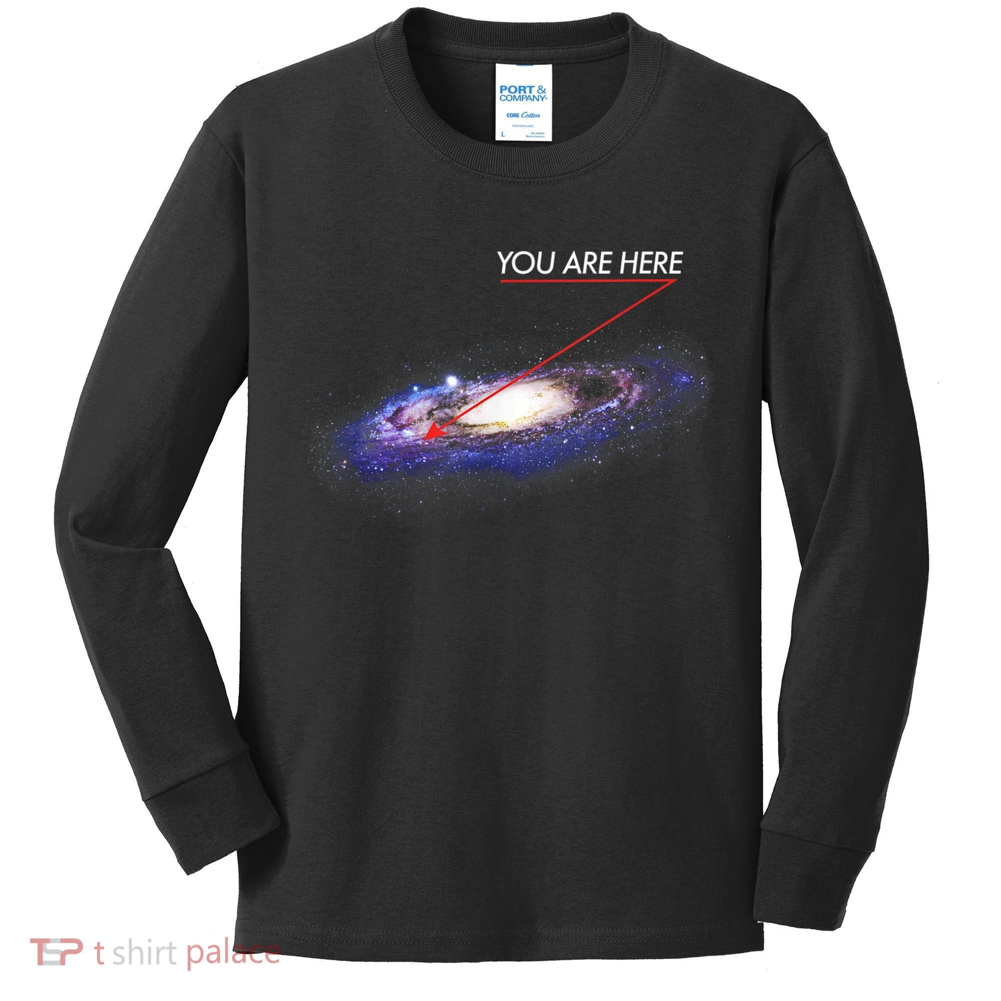 YOU ARE HERE Milky Way Galaxy Funny Outerspace Astronomy Kids Long Sleeve Shirt