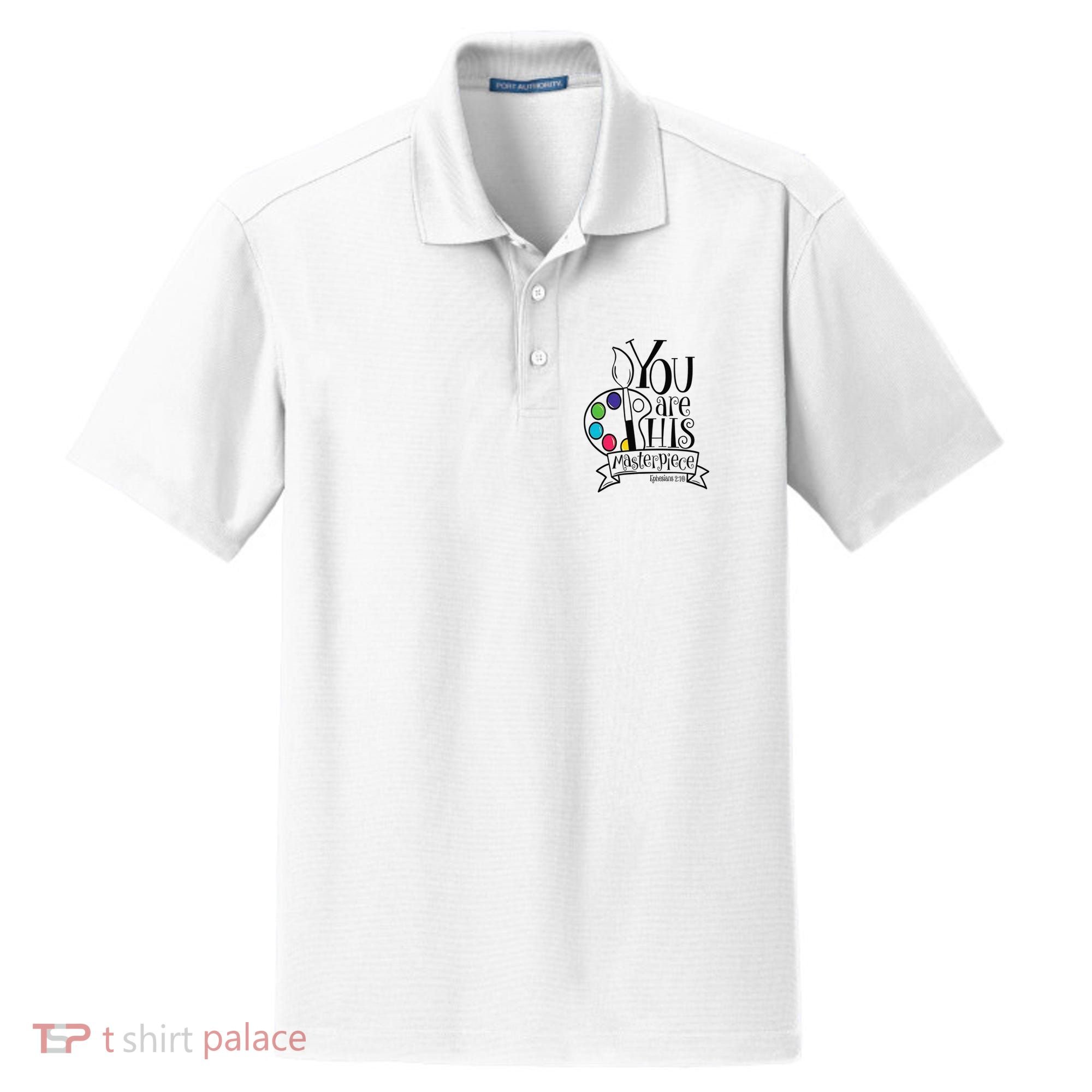 You Are His Masterpiece Christian Dry Zone Grid Polo