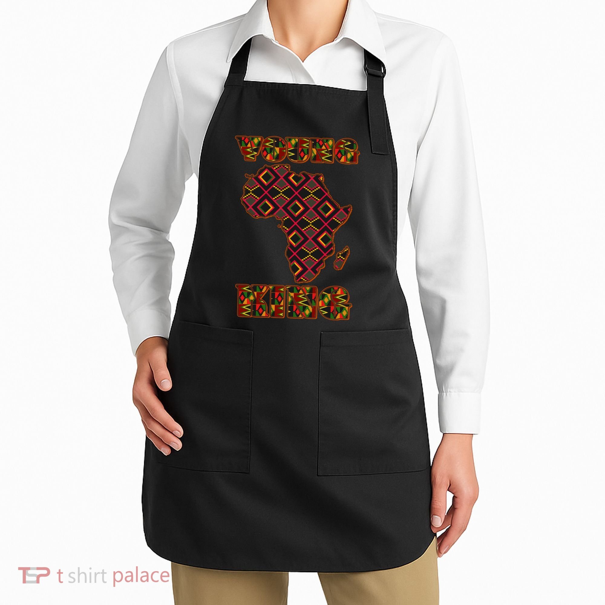 Young African King African Cloth Pattern Celebrating Black History Apron