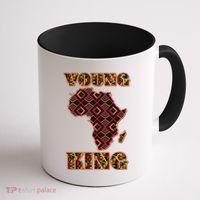 Young African King African Cloth Pattern Celebrating Black History Coffee Mug thumb 1
