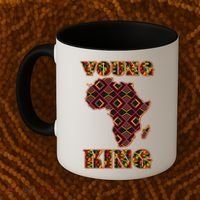 Young African King African Cloth Pattern Celebrating Black History Coffee Mug thumb 2