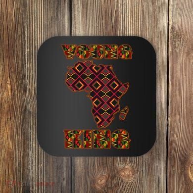 Young African King African Cloth Pattern Celebrating Black History Coaster
