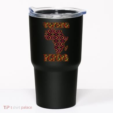 Young African King African Cloth Pattern Celebrating Black History Tumbler