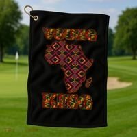 Young African King African Cloth Pattern Celebrating Black History Golf Towel thumb 1