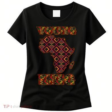 Young African King African Cloth Pattern Celebrating Black History Women's T-Shirt
