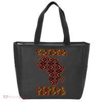 Young African King African Cloth Pattern Celebrating Black History Tote Bag thumb 0
