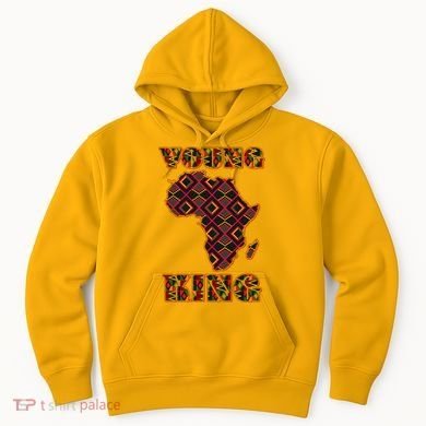 Young African King African Cloth Pattern Celebrating Black History Hoodie