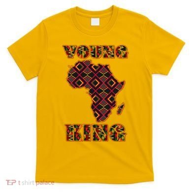 Young African King African Cloth Pattern Celebrating Black History T-Shirt