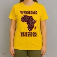 Young African King African Cloth Pattern Celebrating Black History T-Shirt thumb 4