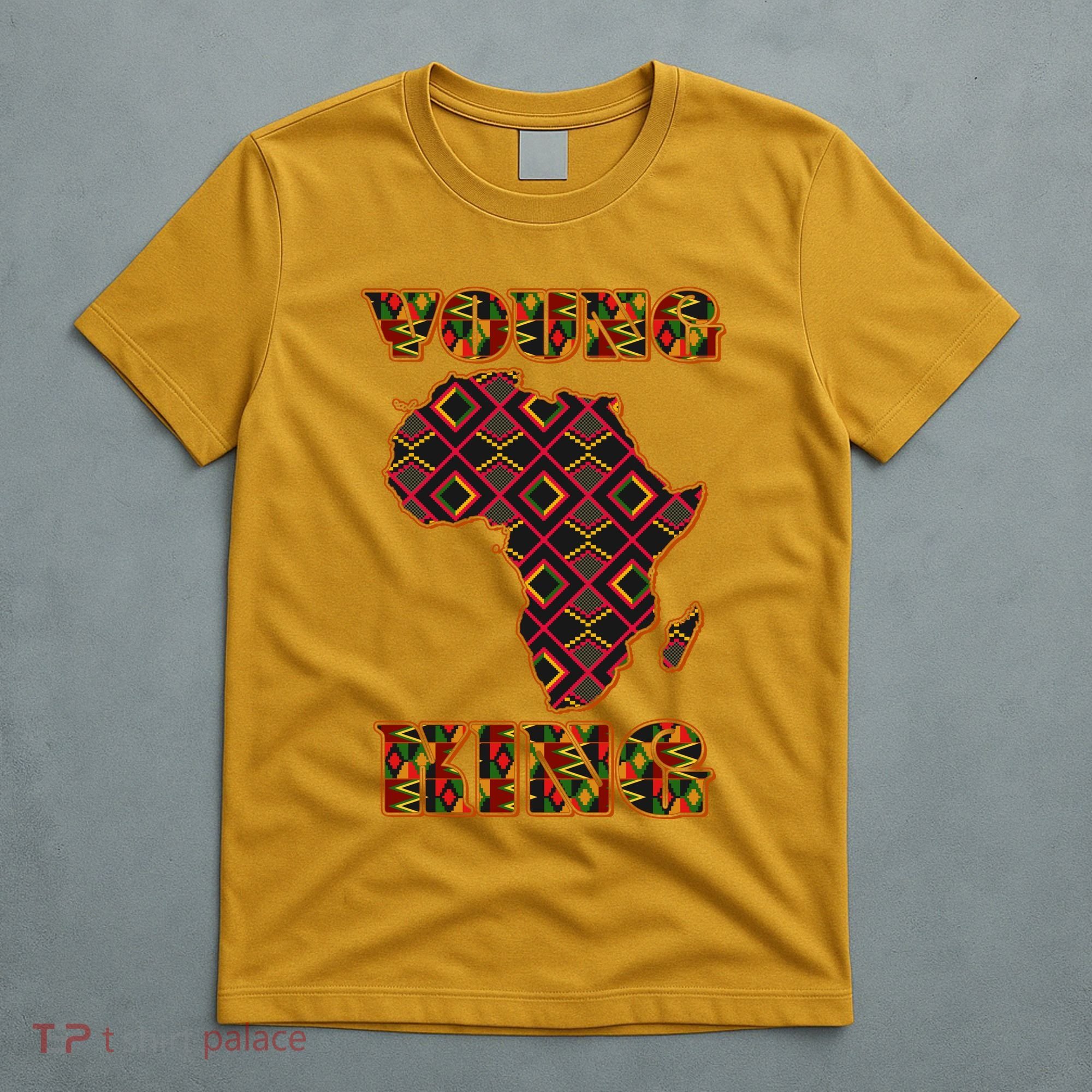 Young African King African Cloth Pattern Celebrating Black History T-Shirt