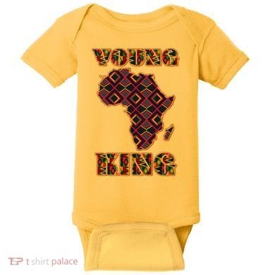 Young African King African Cloth Pattern Celebrating Black History Baby Bodysuit