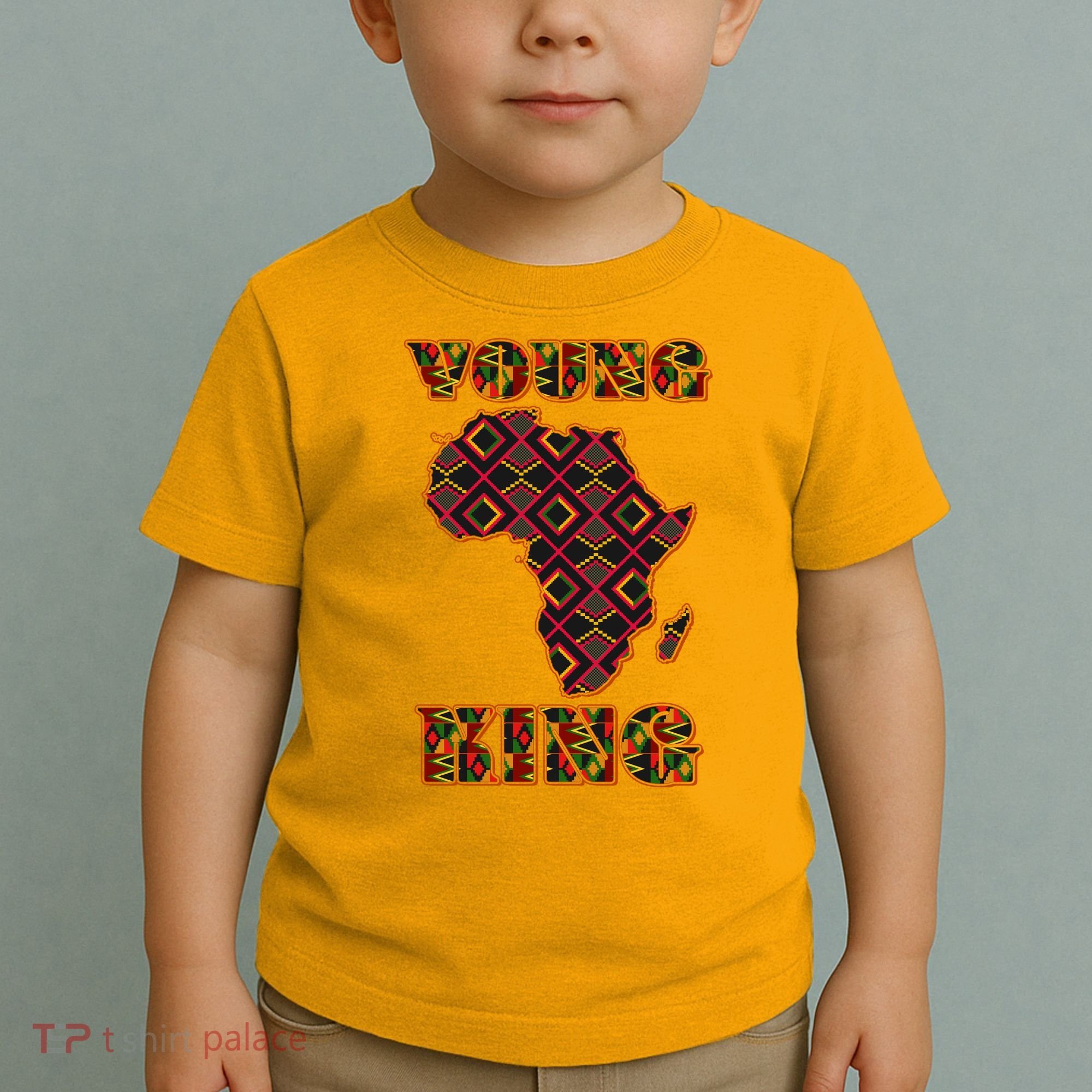 Young African King African Cloth Pattern Celebrating Black History Toddler T-Shirt