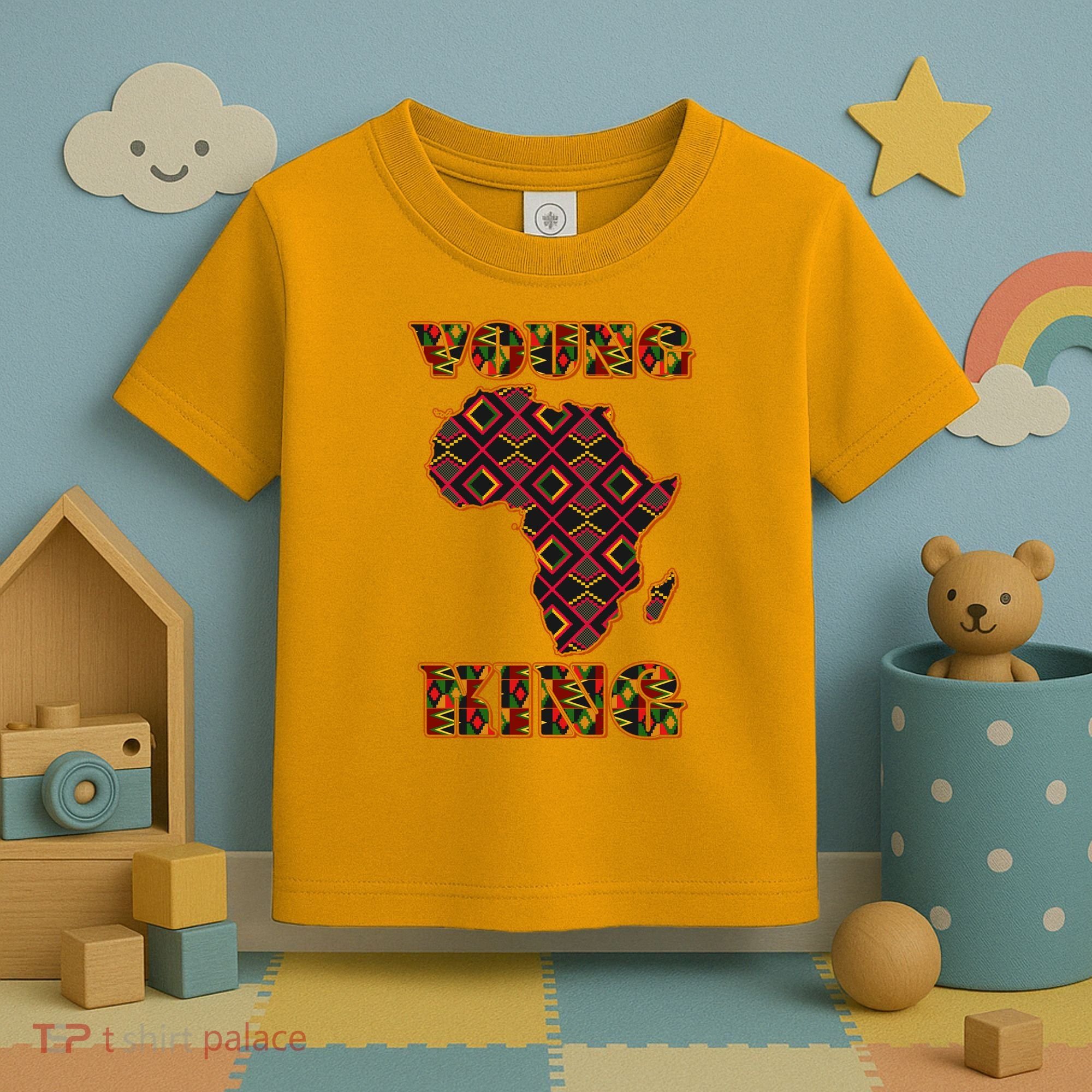 Young African King African Cloth Pattern Celebrating Black History Toddler T-Shirt