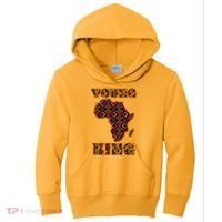 Young African King African Cloth Pattern Celebrating Black History Kids Hoodie thumb 0