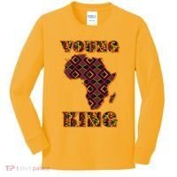 Young African King African Cloth Pattern Celebrating Black History Kids Long Sleeve Shirt thumb 0
