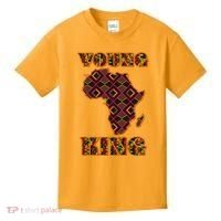 Young African King African Cloth Pattern Celebrating Black History Kids T-Shirt thumb 0