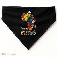 Young African King Map Kente USA-Made Doggie Bandana thumb 0
