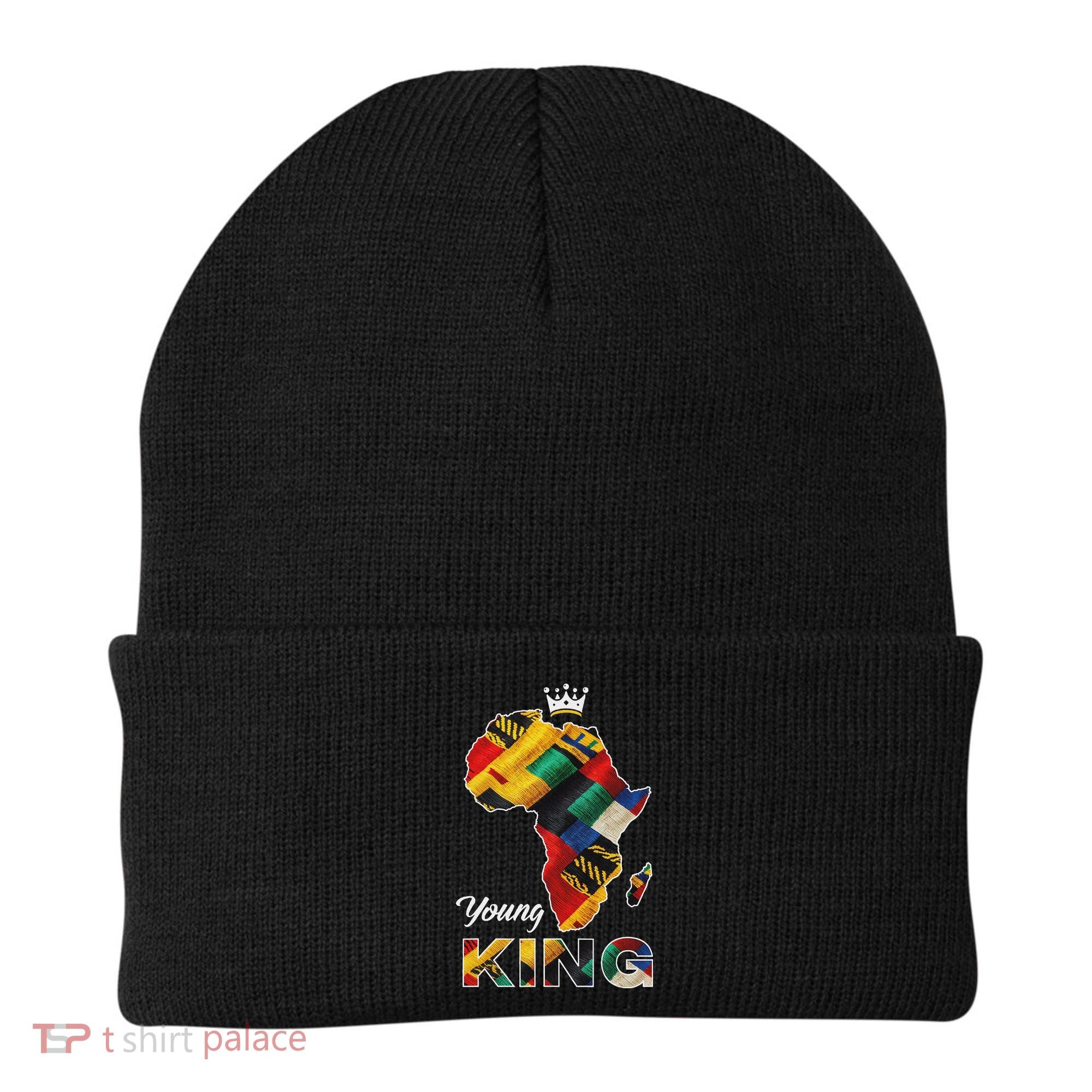 Young African King Map Kente Beanie