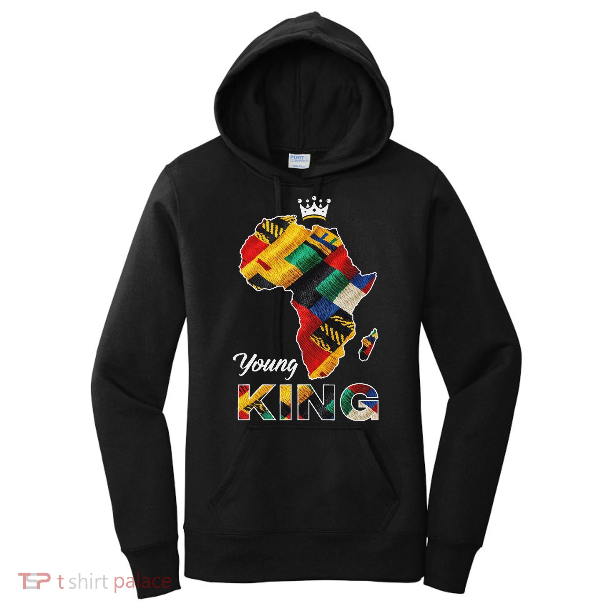 Young African King Map Kente Women's Hoodie