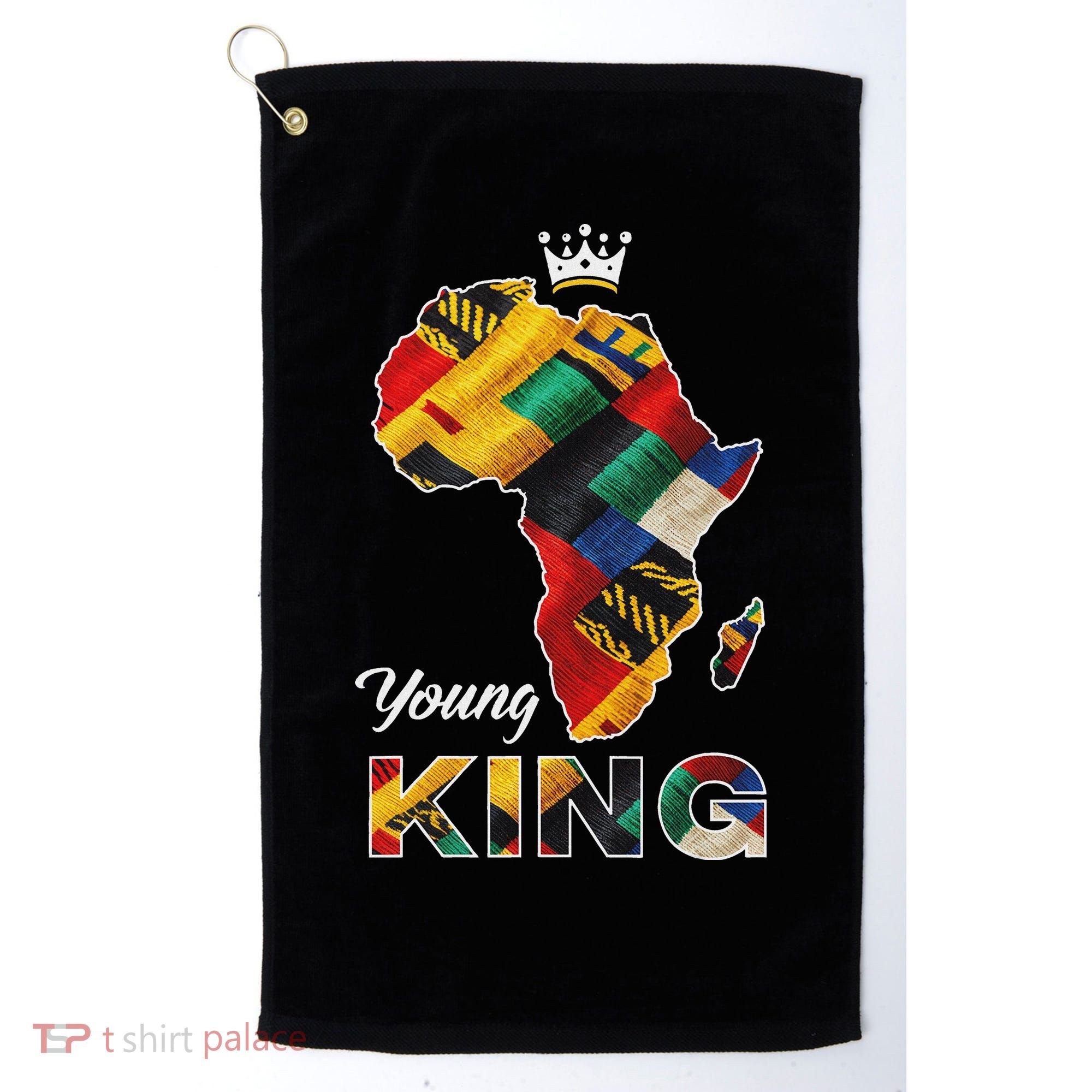 Young African King Map Kente Golf Towel
