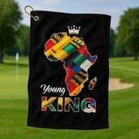 Young African King Map Kente Golf Towel thumb 1