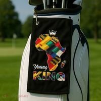 Young African King Map Kente Golf Towel thumb 2