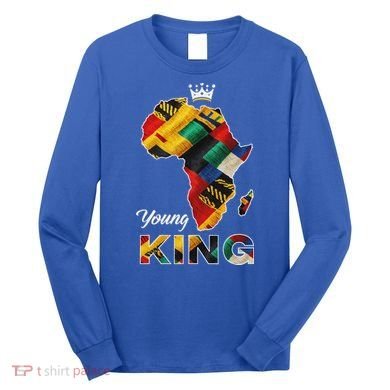 Young African King Map Kente Long Sleeve Shirt