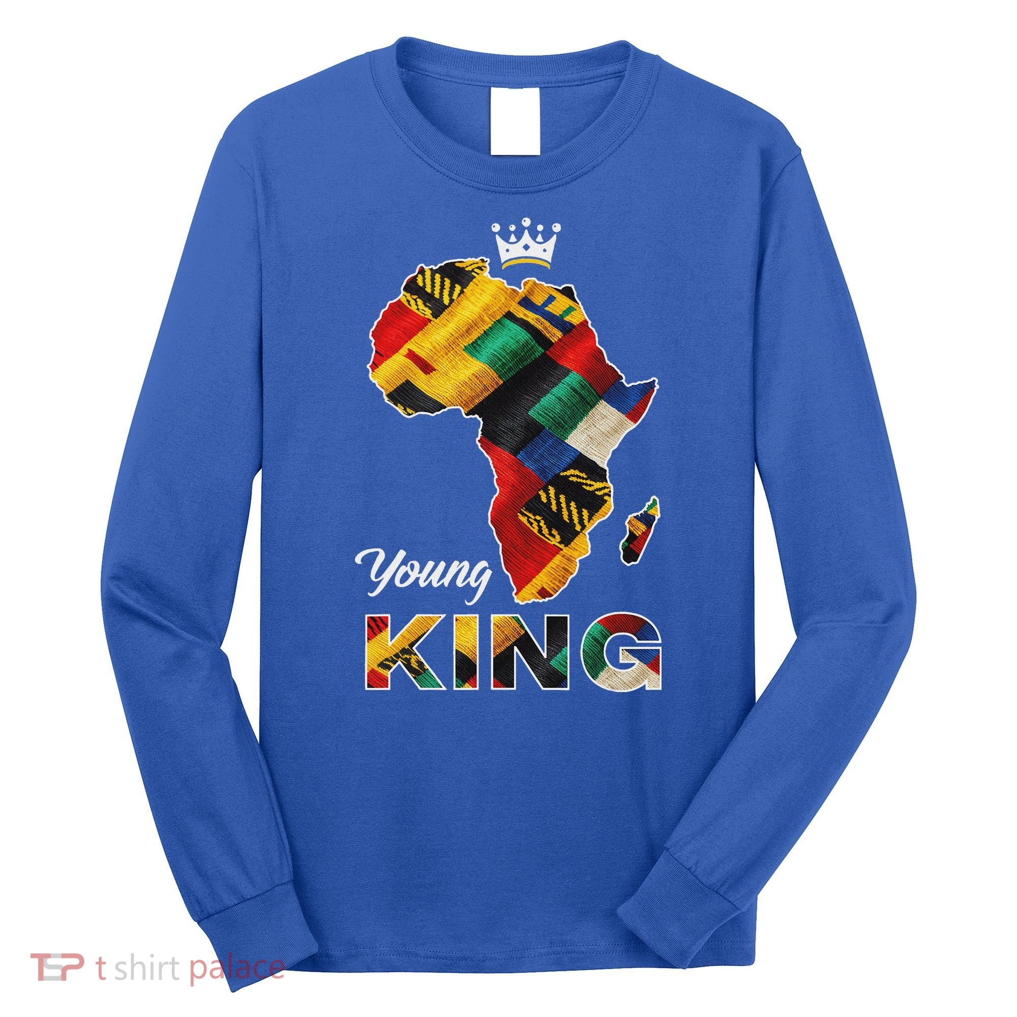 Young African King Map Kente Long Sleeve Shirt