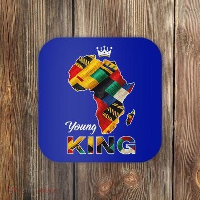 Young African King Map Kente Coaster