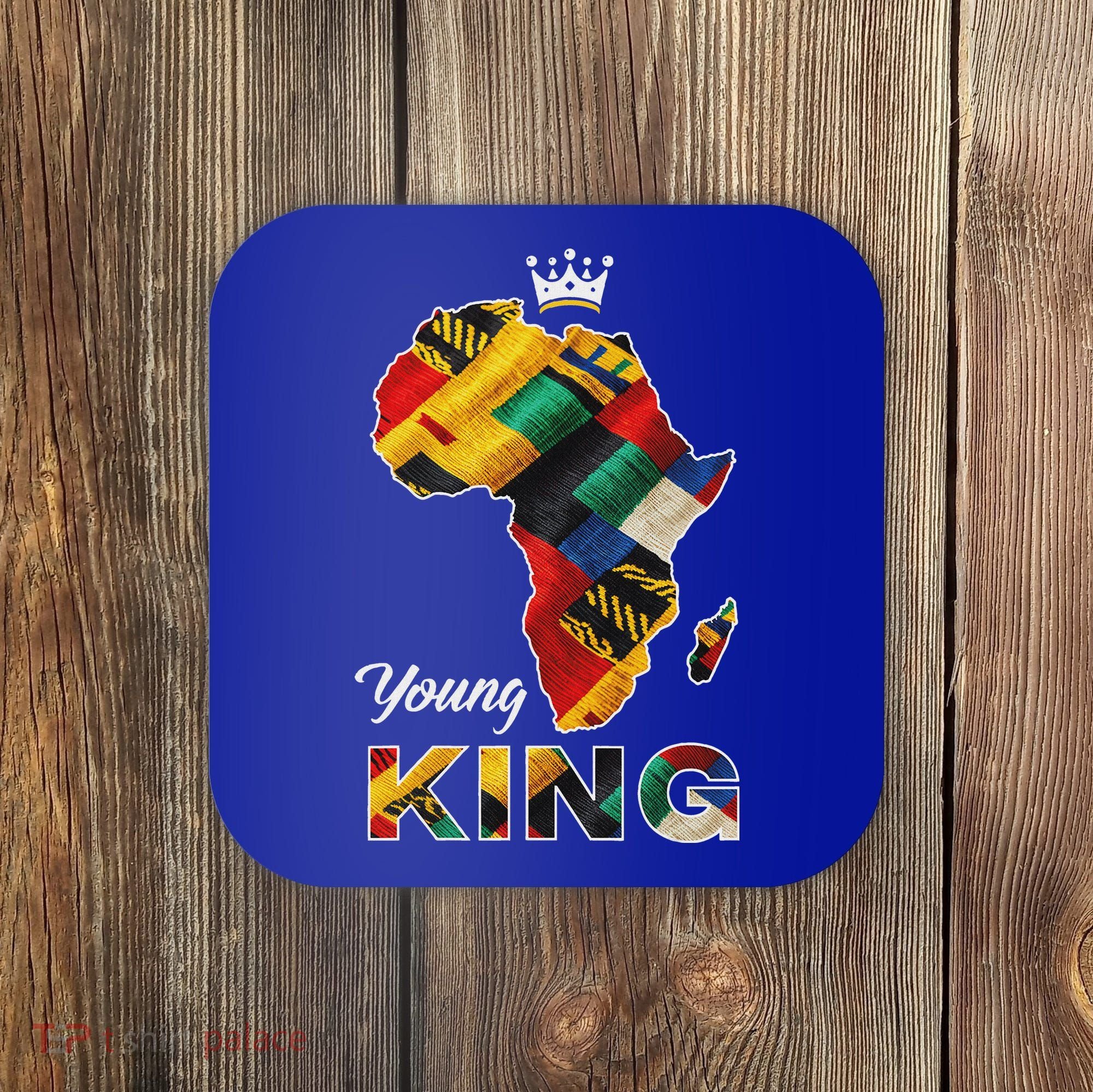 Young African King Map Kente Coaster