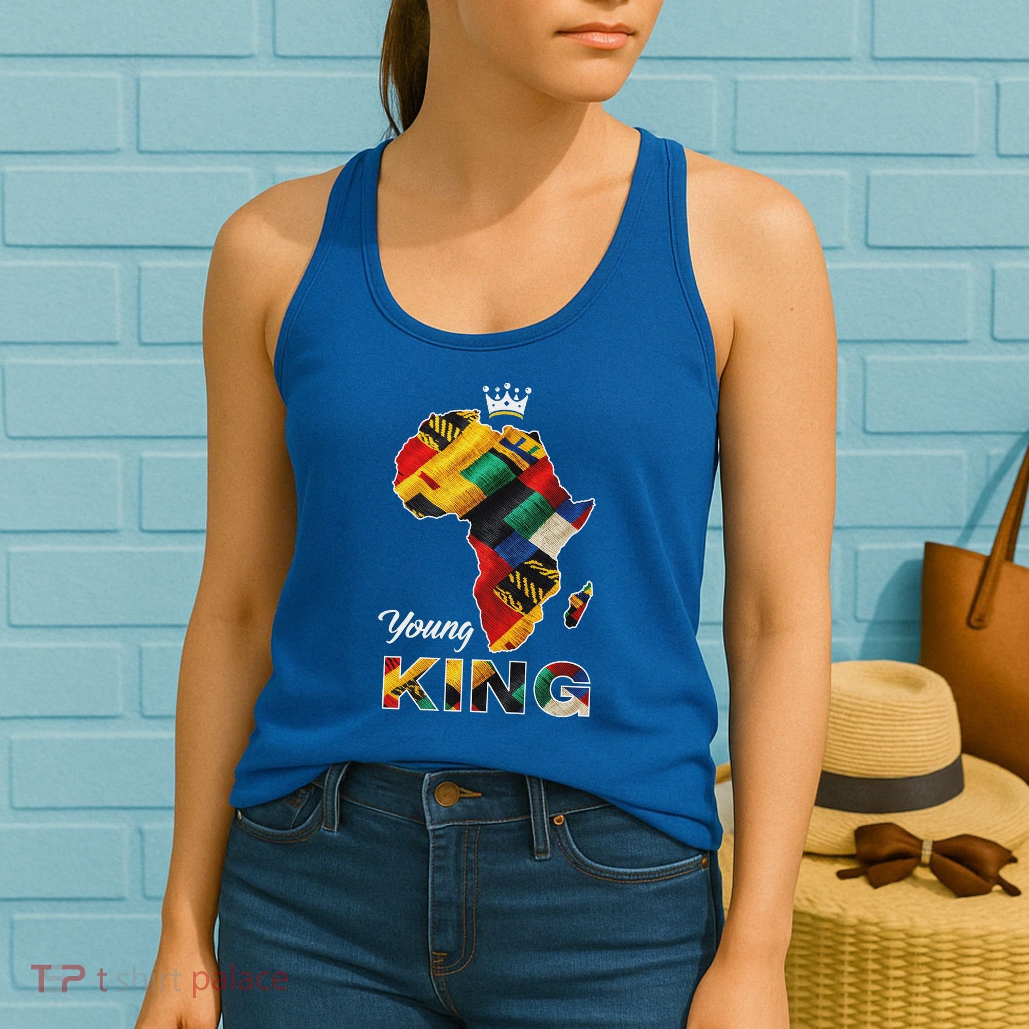 Young African King Map Kente Women's Tank Top