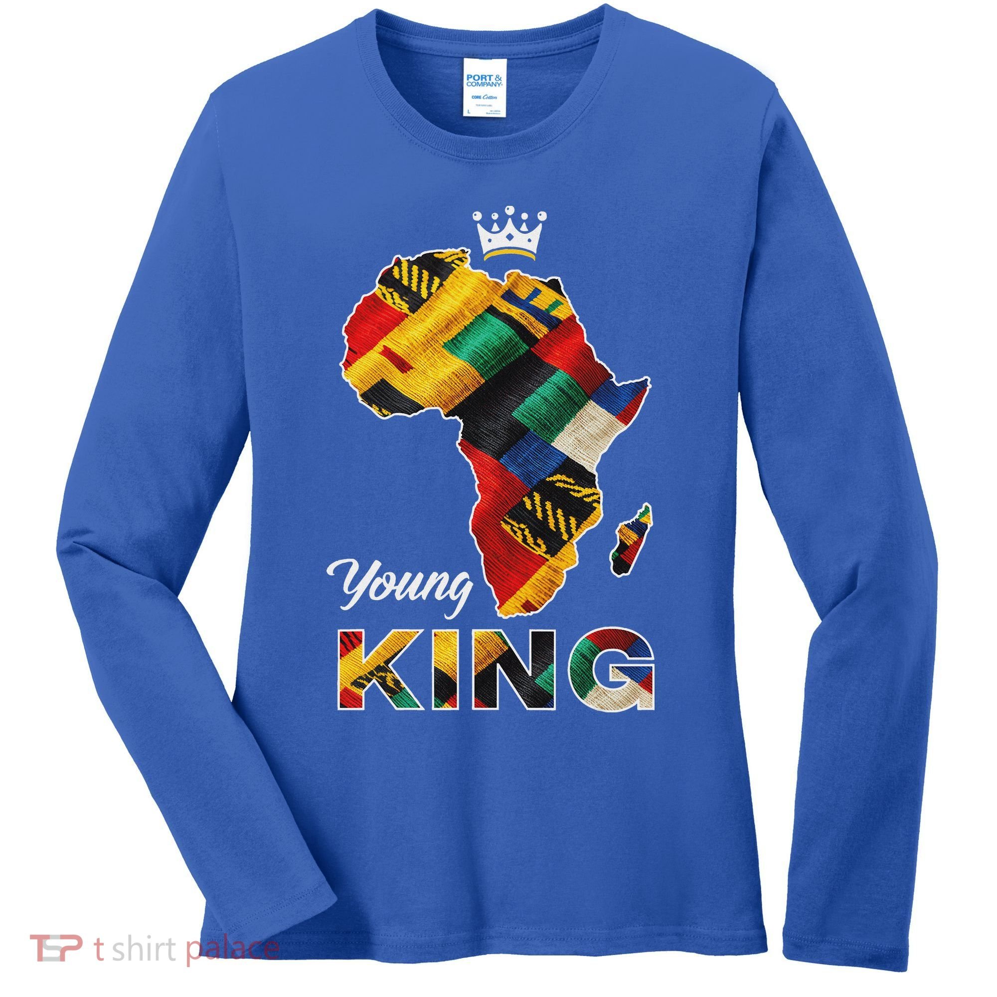 Young African King Map Kente Women's Long Sleeve Shirt