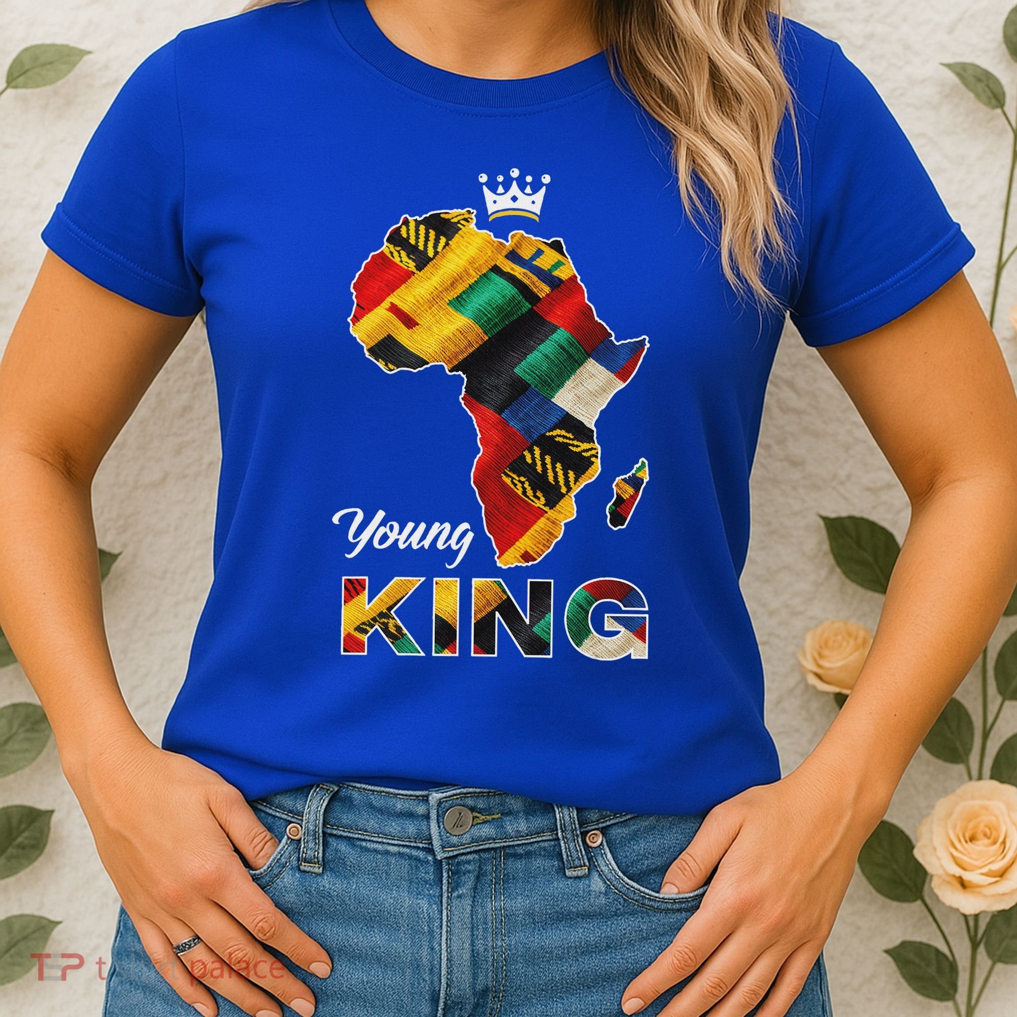 Young African King Map Kente Women's T-Shirt